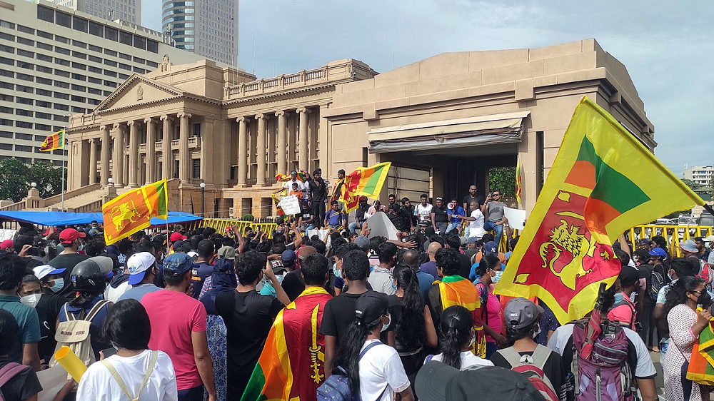 protester mot regjeringen i Sri Lanka