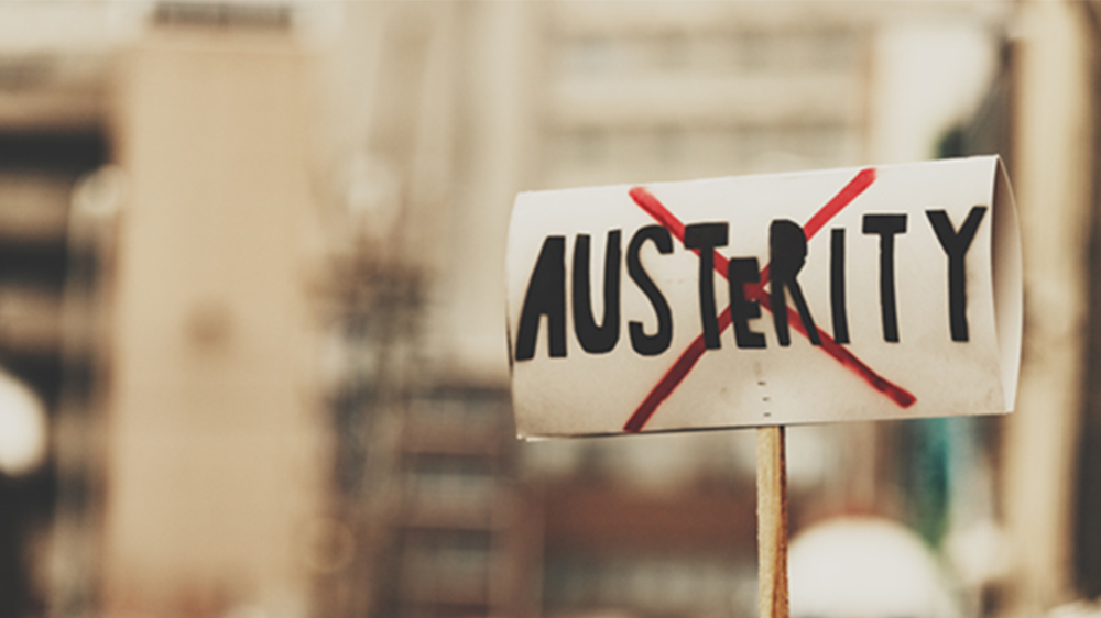 Anti-austerity protest sign 