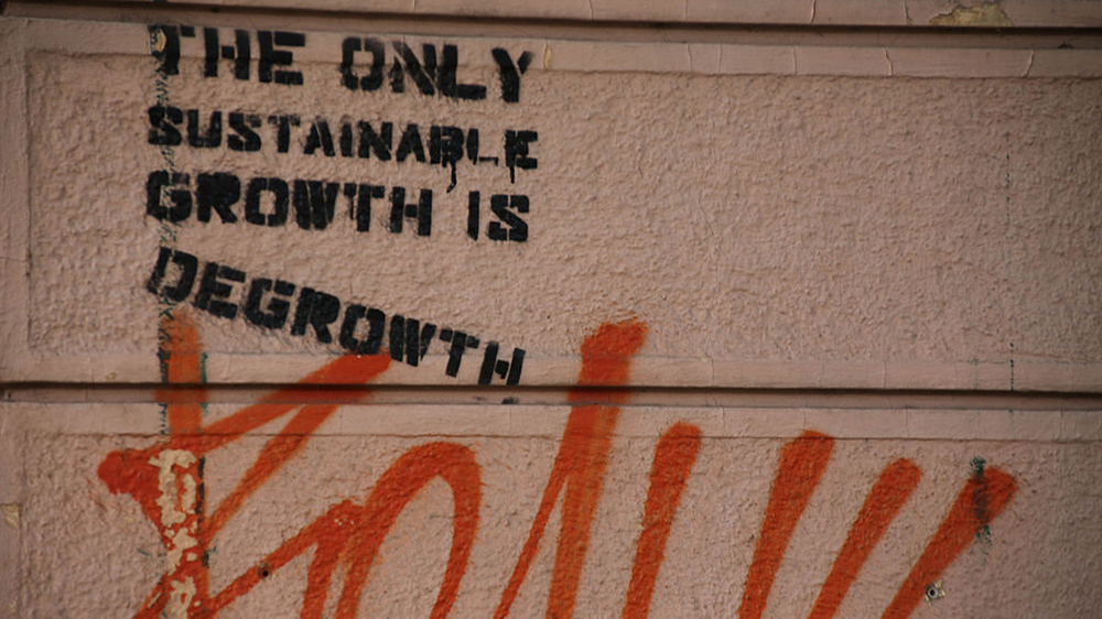 Photo of degrowth statement on wall