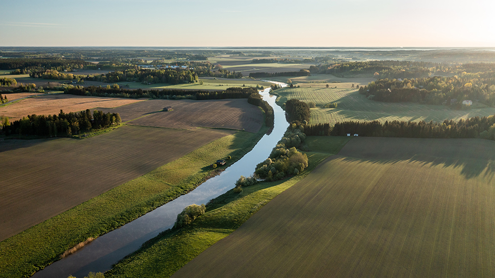 Agricultural landscape with river