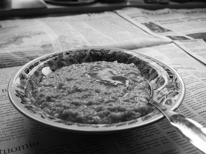 black and white photo of porridge