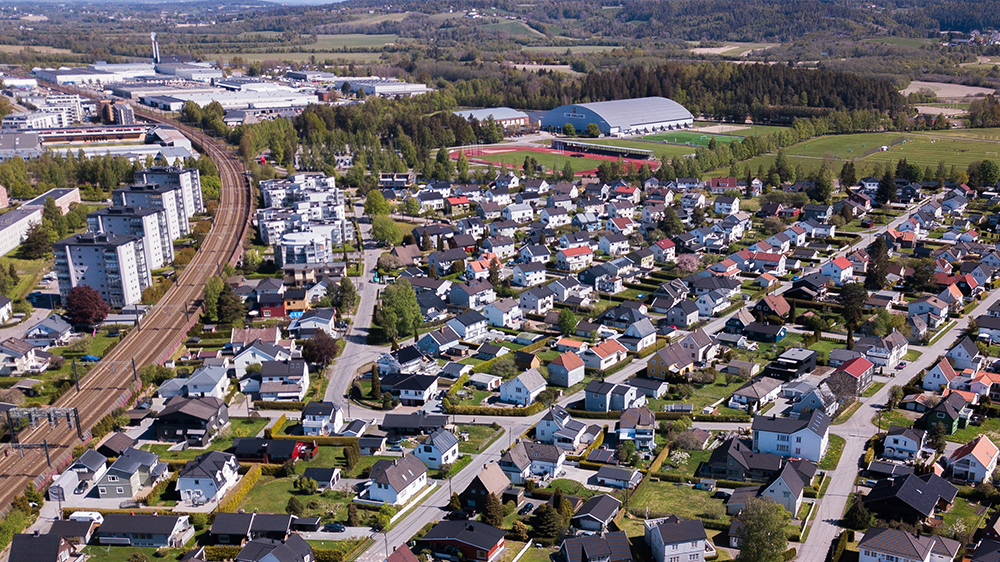 Luftfoto fra utkanten av Lillestrøm